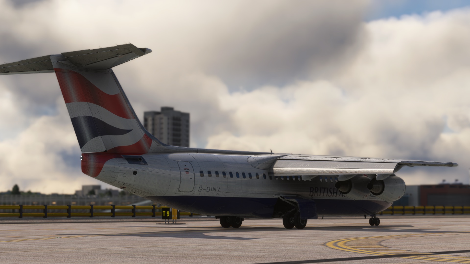 BAe 146 taxiing under heavy cloud